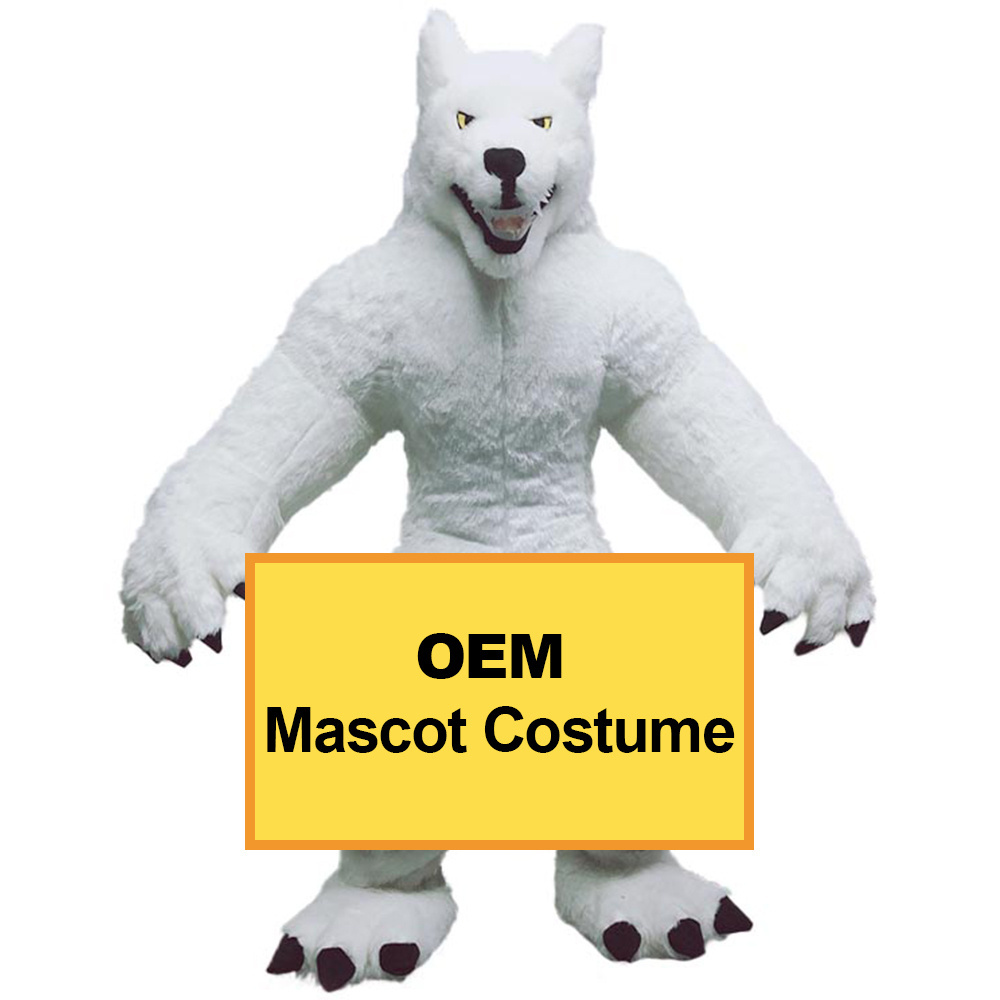 Manufacturer Supply Customized Realistic Walking Anime Mascot 2.2m White Arctic Wolf Inflatable Animals Costume For Sale