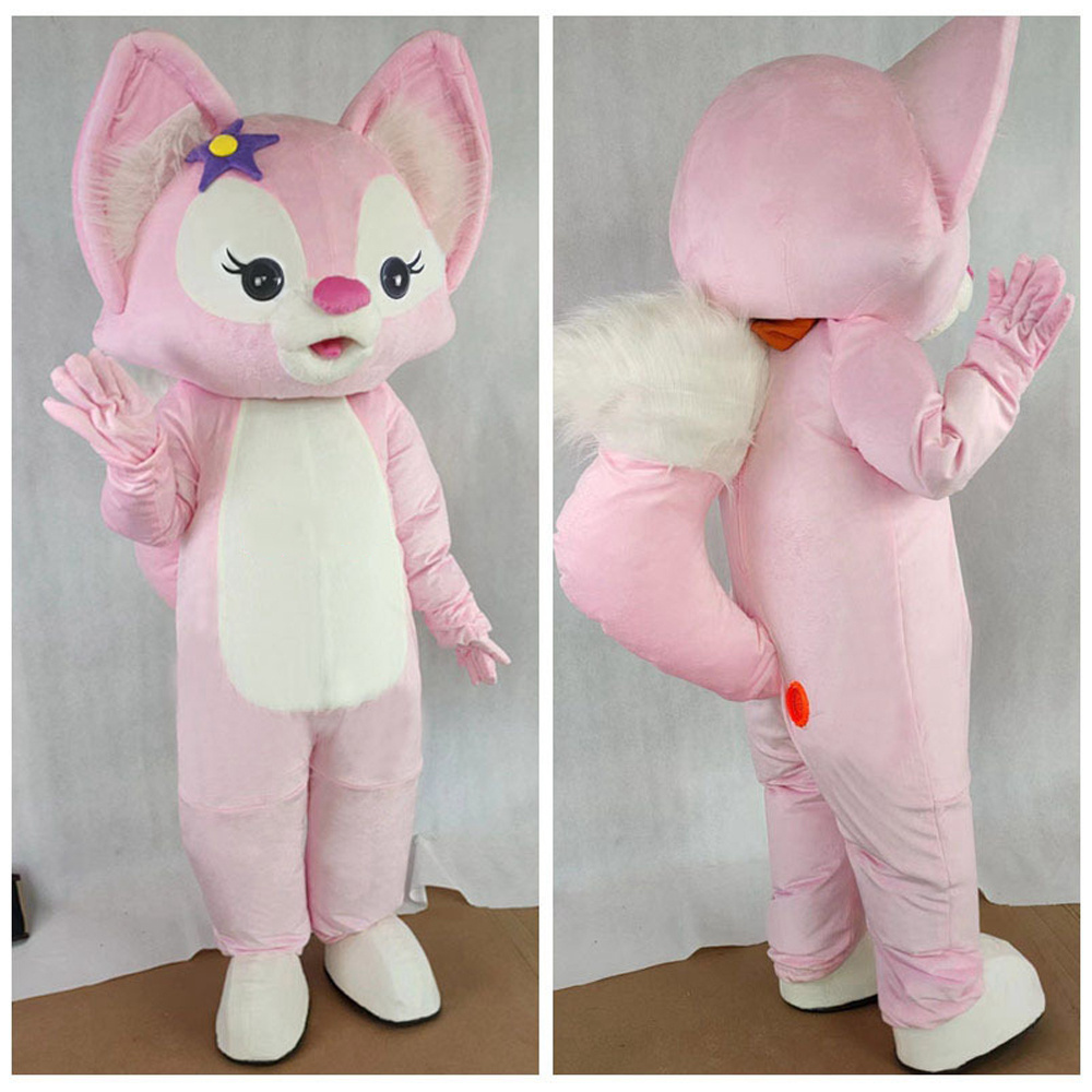 Anime Movie Costumes Lovely Cartoon Wearable Cosplay Lena Belle pink fox plush Mascot Costumes Adults