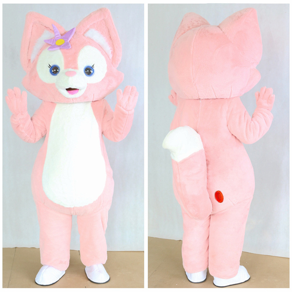 Anime Movie Costumes Lovely Cartoon Wearable Cosplay Lena Belle pink fox plush Mascot Costumes Adults