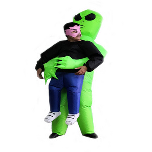 Fast Shipping Wild Cheers Halloween Monster Green Alien Et Hug Human Walking Toy Adult Size Inflatable Costume