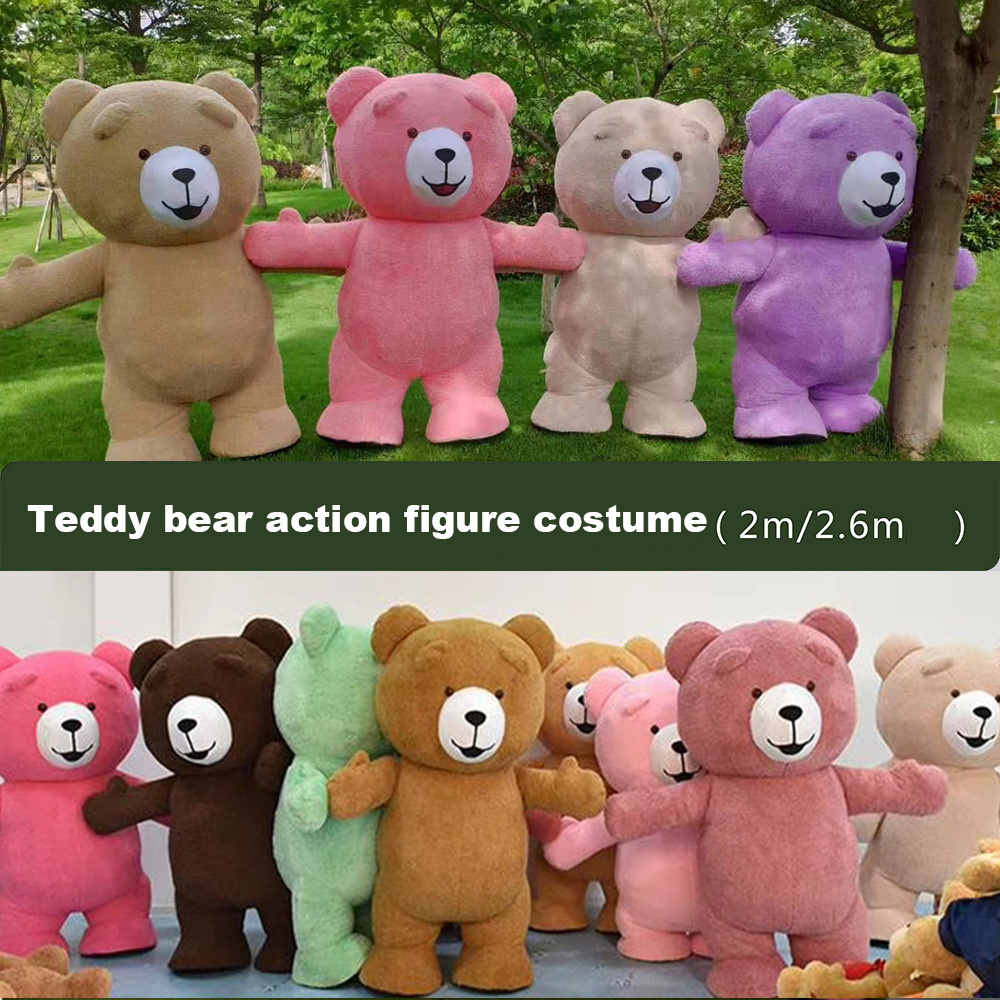 2m 2.6m adult size colorful plush inflatable teddy character cartoon suit cosplay bear mascot costume for sale