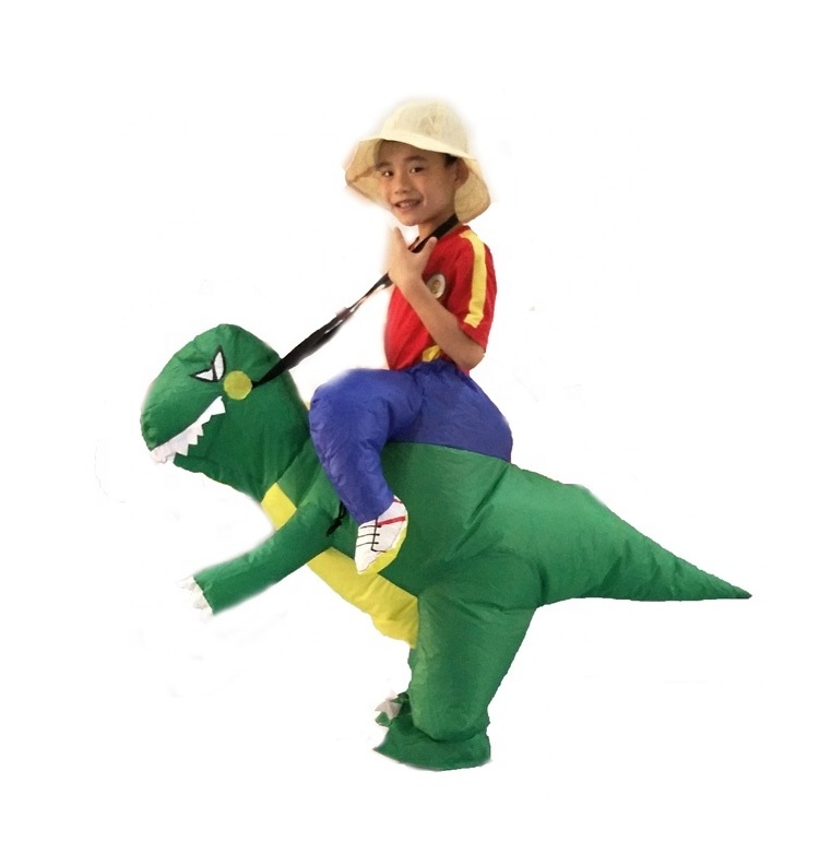 Wholesale Inflatable Costume Halloween  Air-blown Suit Ride On Animal T-rex Dinosaur Costume For Children