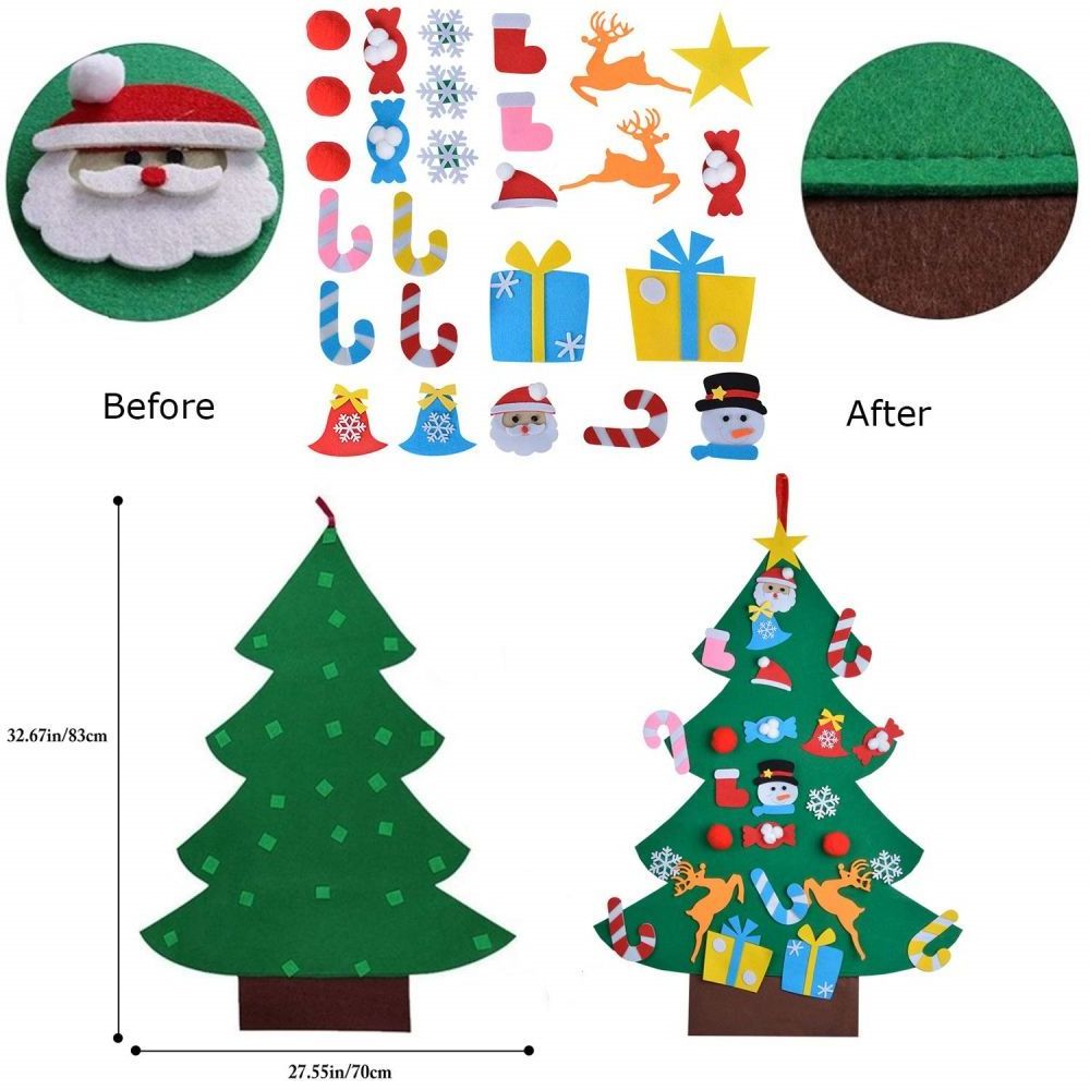 Wall Hanging Felt Christmas Tree For Home Decoration Handmade Felt Ornaments DIY Felt Christmas Tree