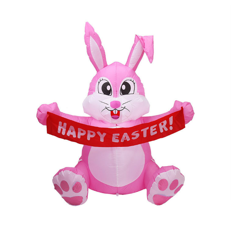 Factory Customized Easter Bunny Inflatable Pink Cute Rabbit with Built-in LED Lights Blow Up Yard Decoration Garden Lawn Indoor