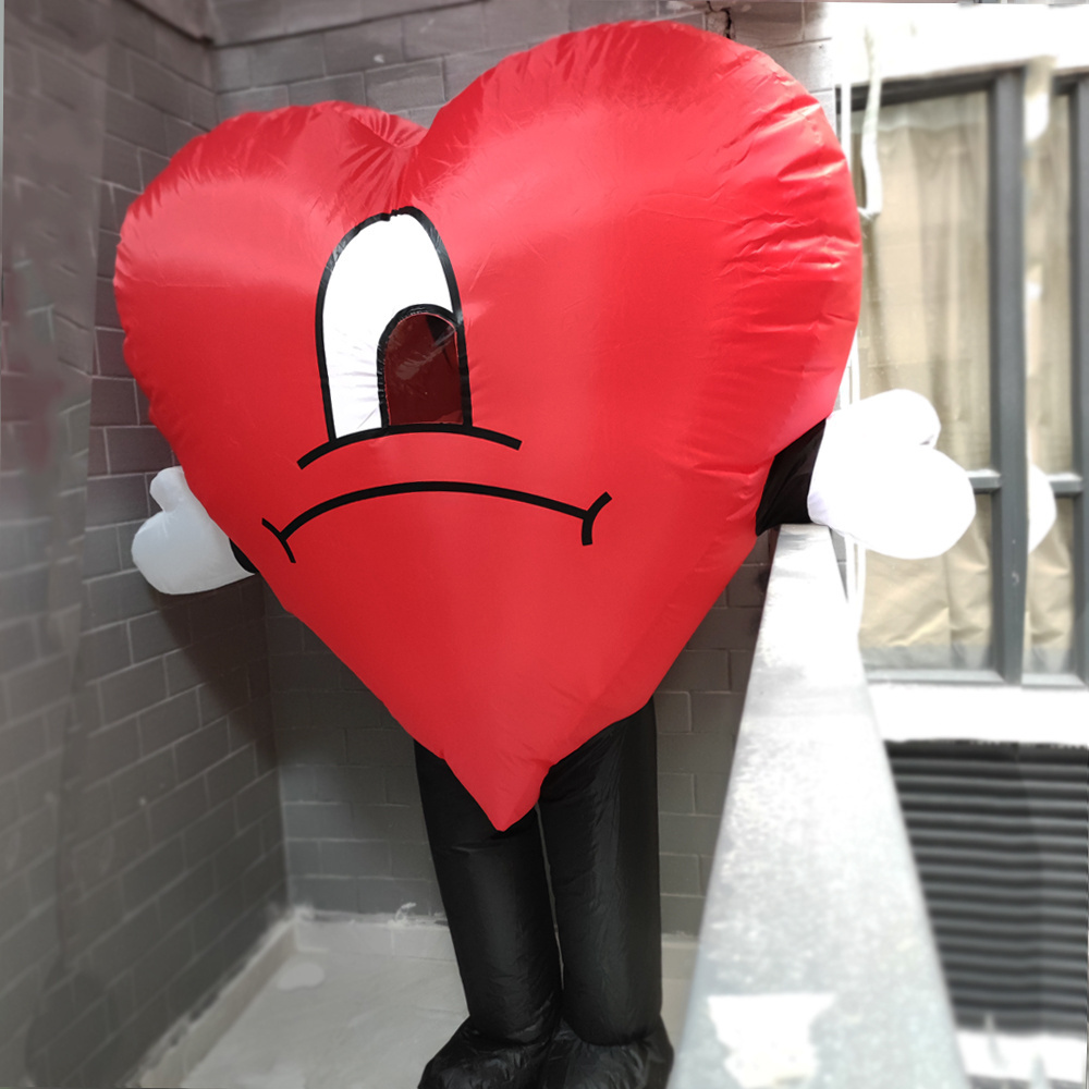 Inflatable Red Love Heart Costume Blow up Suit Mascot Fun Adult air blown costume Valentines Christmas Party cosplay Fancy Dress