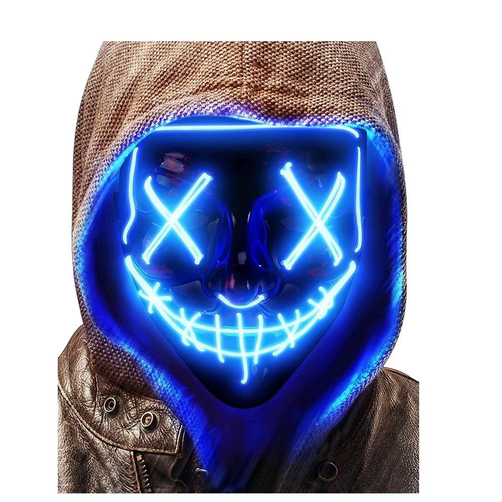 2023 Halloween LED Mask Cold Light  Halloween Party Cold V-shaped Face Mask Led Cold Light  Scary  Hot Seller mask