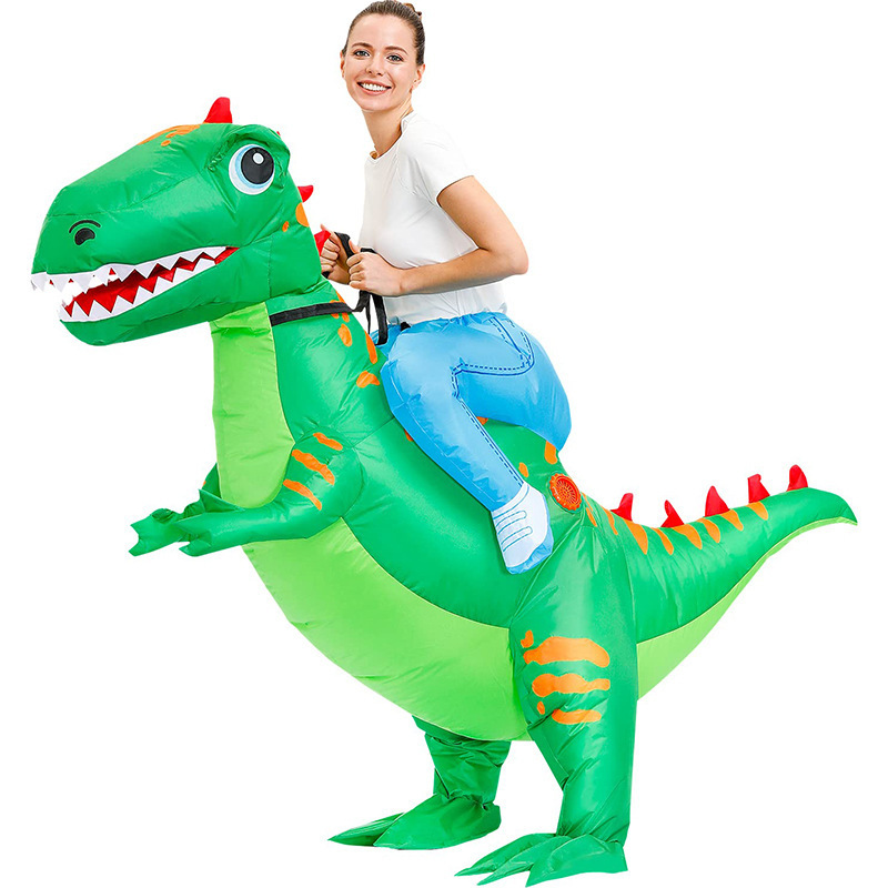 Halloween Funny Party Cosplay Crazy Jurassic T Rex Dinosaur Fat Muscle Adult Suit Red Fire Inflatable Dragon Costume