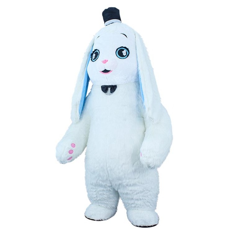 Inflatable Long Ear Rabbit Blue Bunny Clothing Plush Wearable Costume Mascot For Adult