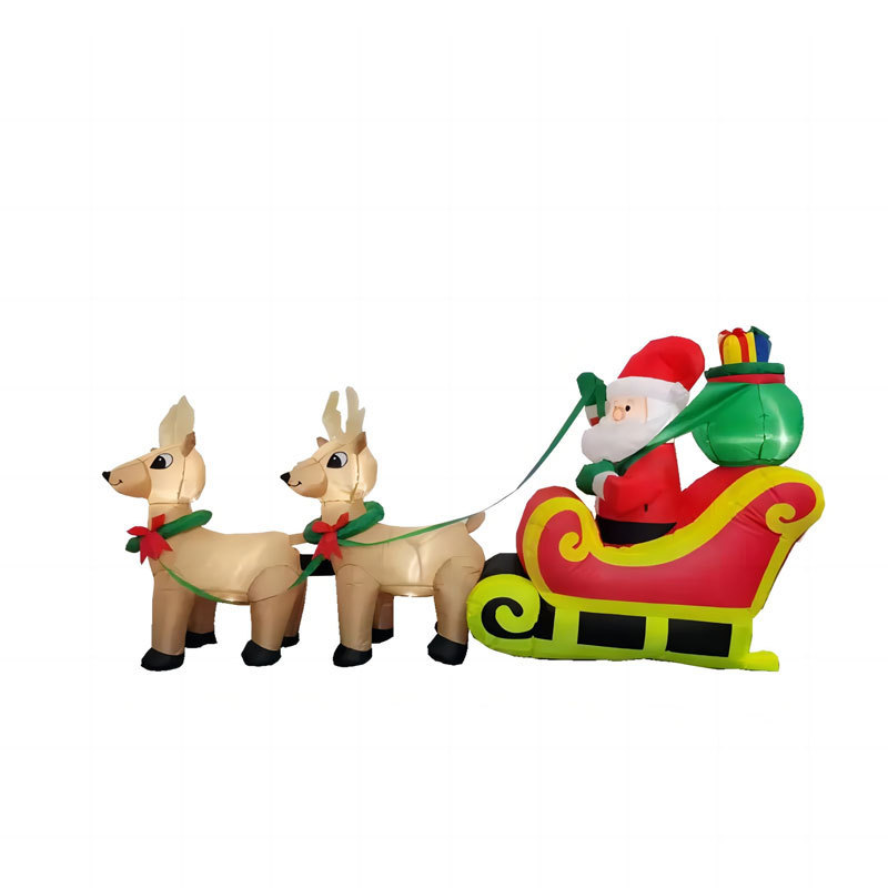 Christmas 8Ft Long Led Light Lawn Home Outside airblowen inflatables  Santa-Claus Sitting On Sleigh Reindeer