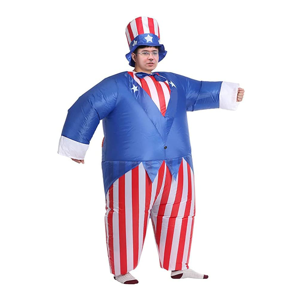 Ready to Ship Inflatable Uncle Sam Costume Inflatable Fat Suit Halloween Costume Fancy Dress Costume Patriotic Independence Day