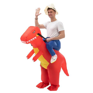 Halloween Funny Party Cosplay Crazy Jurassic T Rex Dinosaur Fat Muscle Adult Suit Red Fire Inflatable Dragon Costume