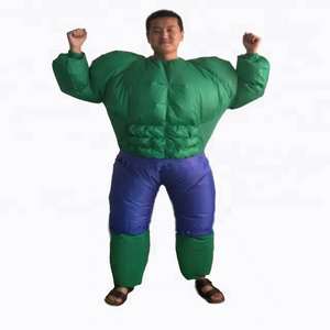 Wholesale Funny Inflatable Suit  Halloween Green  Muscle man Hulk Costume For  Adult