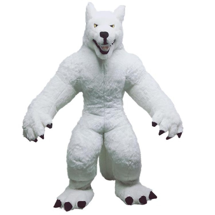 Manufacturer Supply Customized Realistic Walking Anime Mascot 2.2m White Arctic Wolf Inflatable Animals Costume For Sale