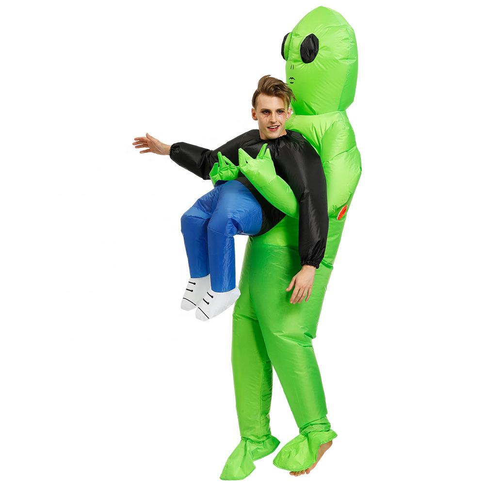 Funny Fancy Dress Suit Ghost Hug People Scary Spoof Et Easter Green Ghost Alien Halloween Costume Adult Inflatable