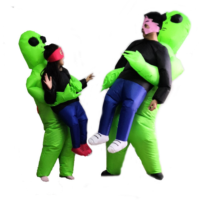 Fast Shipping Wild Cheers Halloween Monster Green Alien Et Hug Human Walking Toy Adult Size Inflatable Costume