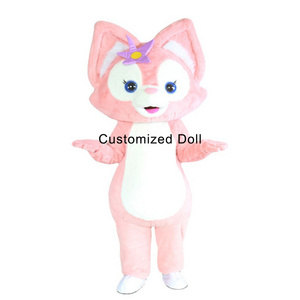 Anime Movie Costumes Lovely Cartoon Wearable Cosplay Lena Belle pink fox plush Mascot Costumes Adults