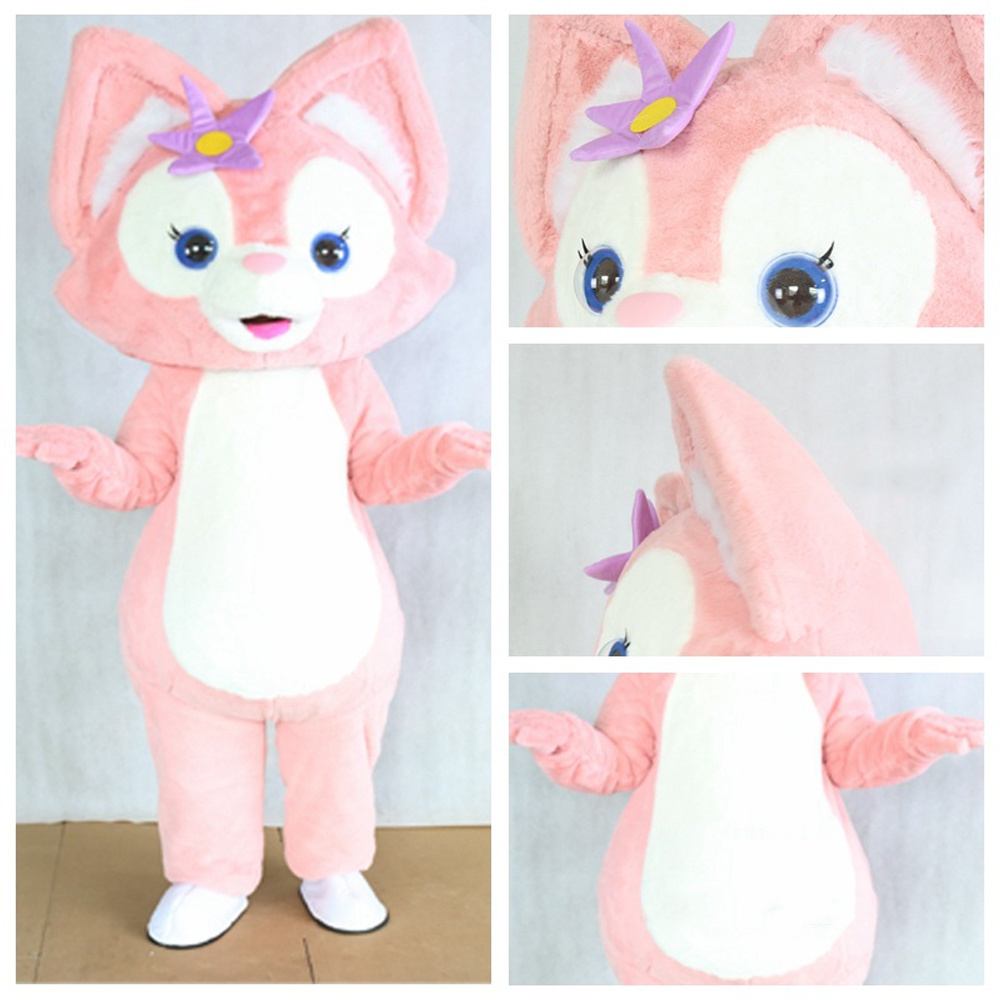 Anime Movie Costumes Lovely Cartoon Wearable Cosplay Lena Belle pink fox plush Mascot Costumes Adults