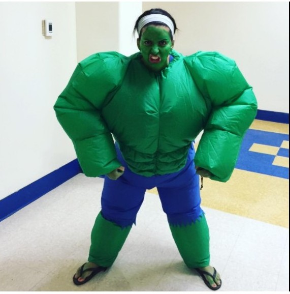 Wholesale Funny Inflatable Suit  Halloween Green  Muscle man Hulk Costume For  Adult