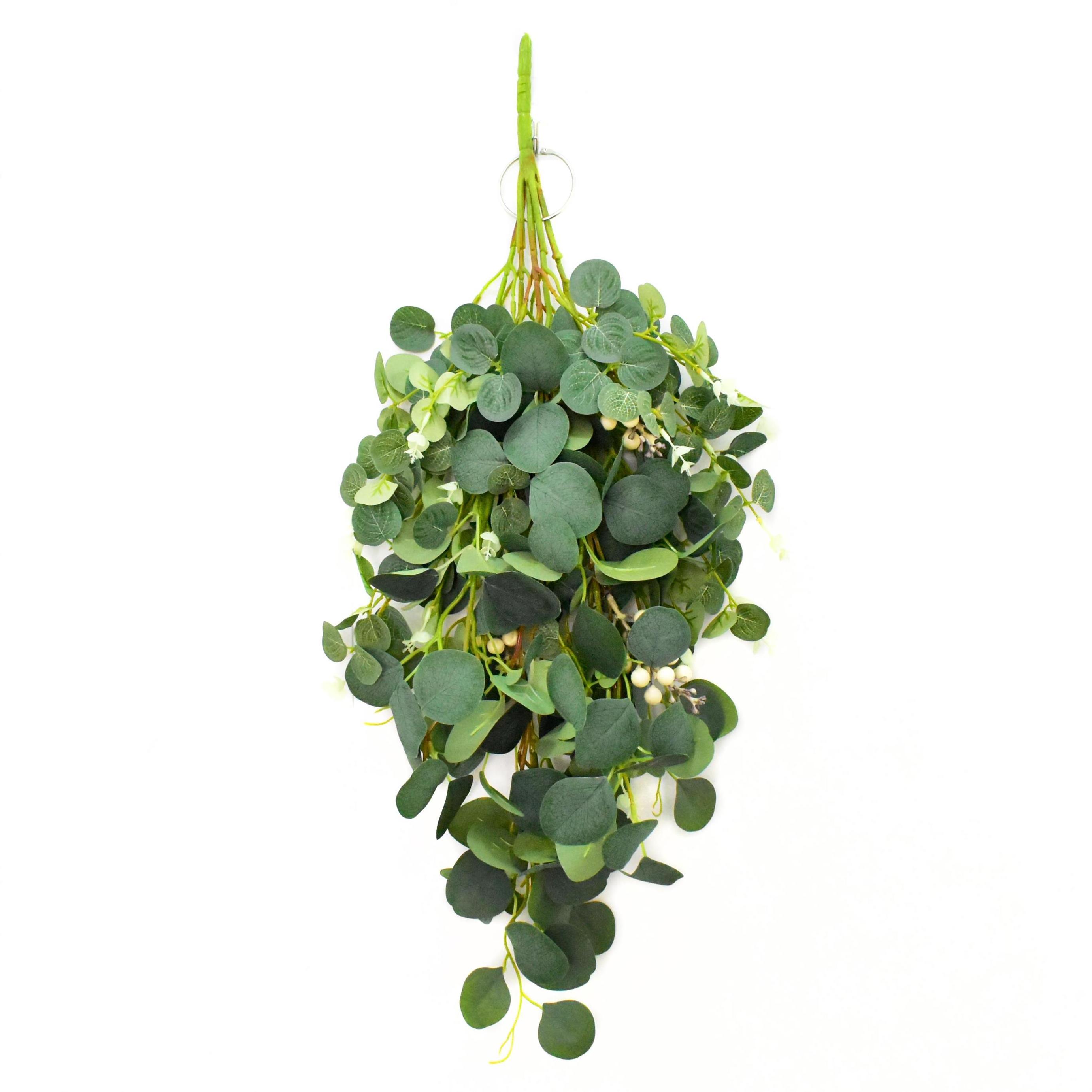 hanging plant simulation hanging flowers green vines eucalyptus leaves home wall decoration