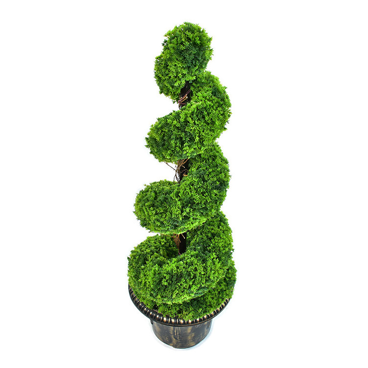 Topiary Trees Boxwood Artificial Plants Spiral Faux Plants Potted Fake Plant Decorative Indoor or Outdoor Green Plastic Grass