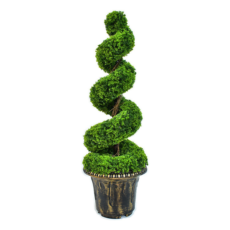 Topiary Trees Boxwood Artificial Plants Spiral Faux Plants Potted Fake Plant Decorative Indoor or Outdoor Green Plastic Grass