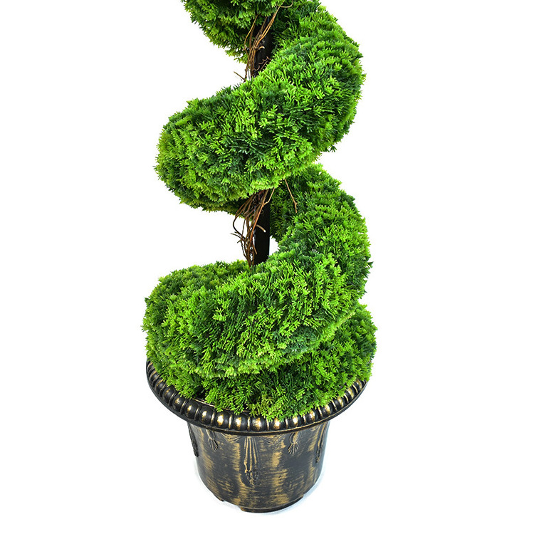 Topiary Trees Boxwood Artificial Plants Spiral Faux Plants Potted Fake Plant Decorative Indoor or Outdoor Green Plastic Grass