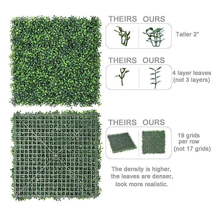 Artificial Boxwood Panel 20x20 Hedge Screening Artificial Topiary Hedge Green and Customized Plastic Grass 20-25 Days 3-4 Years