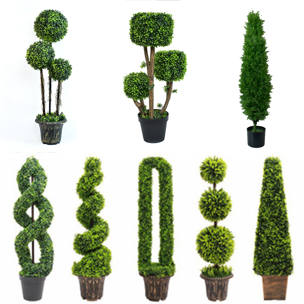 Artificial Cypress Spiral Topiary Trees Potted Indoor or Outdoor Cedar UV Rated Evergreen