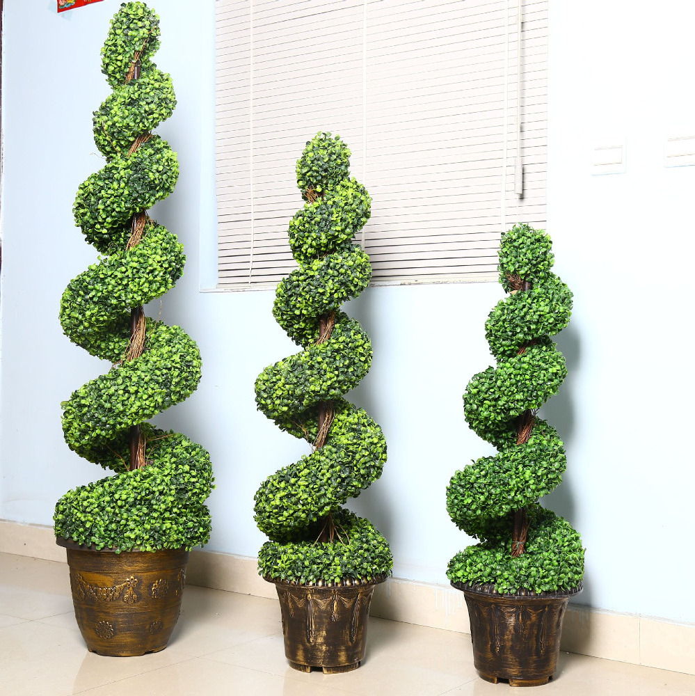 Artificial Cypress Spiral Topiary Trees Potted Indoor or Outdoor Cedar UV Rated Evergreen