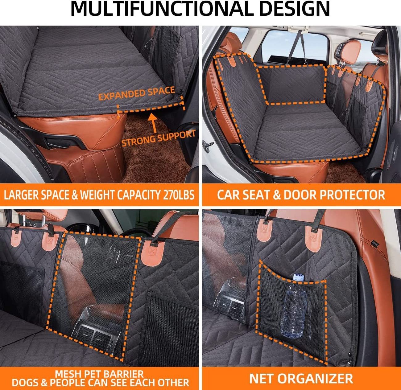 Foldable Back Seat Extender Dog Hammock Car Travel Pet Car Seat Non-Slip Waterproof Dog Car Seat Bed