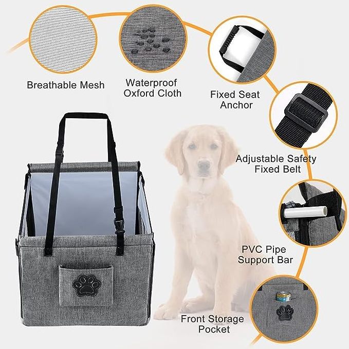 Pet Travel Waterproof Pad Half Seat Breathable Mesh Adjustable Console Dog Car Seat For Small Dogs