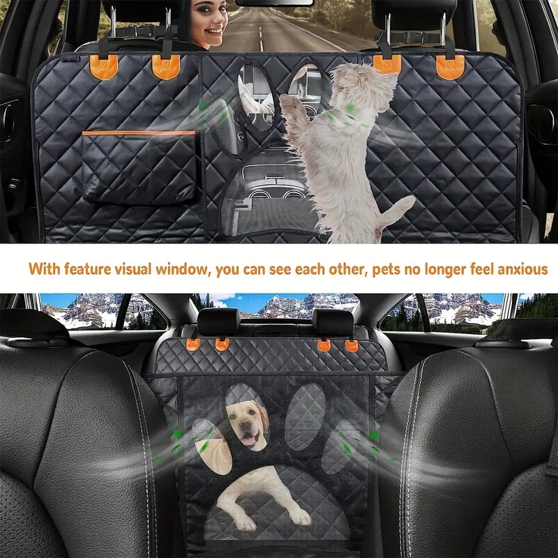 OEM Custom Pet Products 100% Waterproof Dog Car hammock with Mesh window Backseat Dog Cover for Car Tuck and SUV