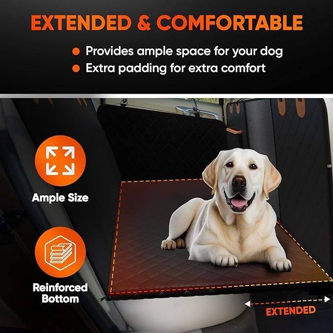 Backseat Extender for Dogs Car seat Cover with Hard Reinforced Bottom & Mesh Heavy Duty Hammock