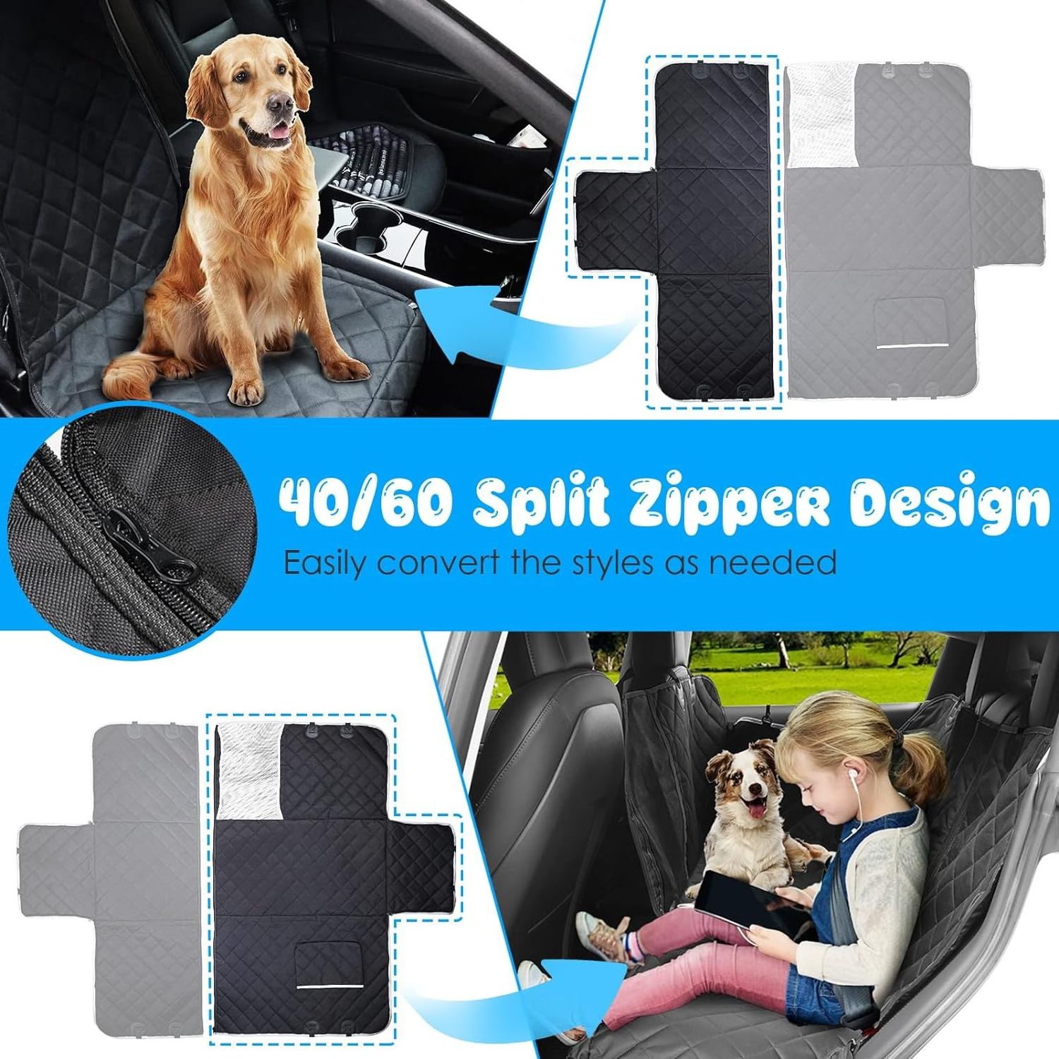 Factory direct supply pet car cover back seat protector scratch resistant, durable and protect Dog Car Seat Cover