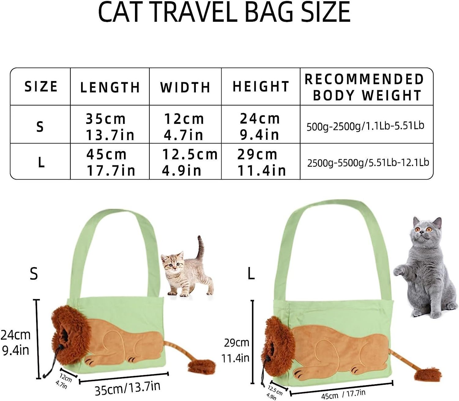 Pet Out Backpack Bag Portable Folding Breathable Ragdoll Cat  Cartoon Lion Cat Bag Canvas Bag