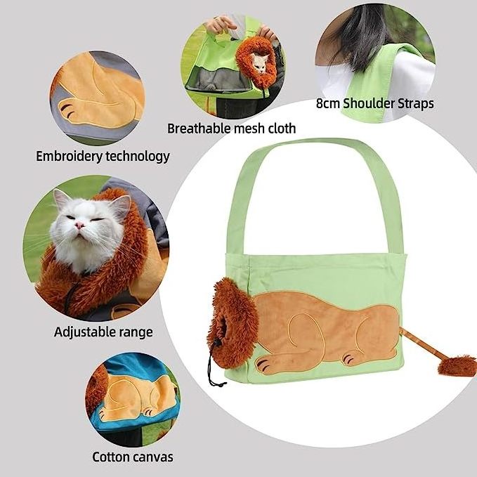 Pet Out Backpack Bag Portable Folding Breathable Ragdoll Cat  Cartoon Lion Cat Bag Canvas Bag