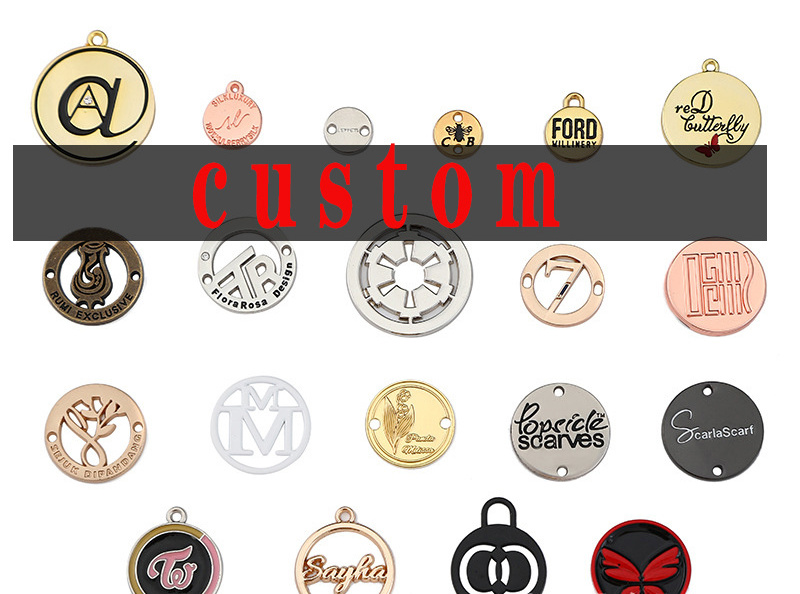 Customizable Metal Copper Pendant with Electroplated Gold Logo Perforated Hardware Alloy Badge Label Customizable Badges