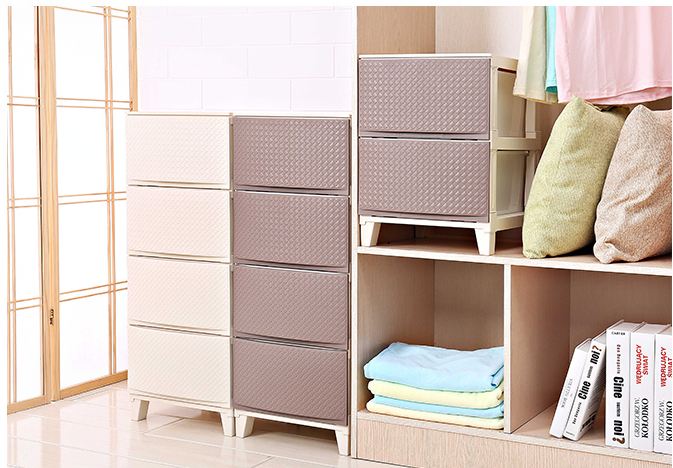 Kworld Wholesale 2 Tier Multifunction Plastic Storage Drawers Cabinet For Home Office Clothing Sundries