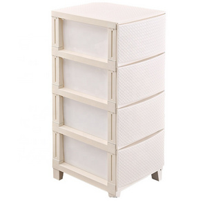 Kworld Modern 4 Tier Multifunction Plastic Storage Drawers Cabinet For Clothes Snack Sundries