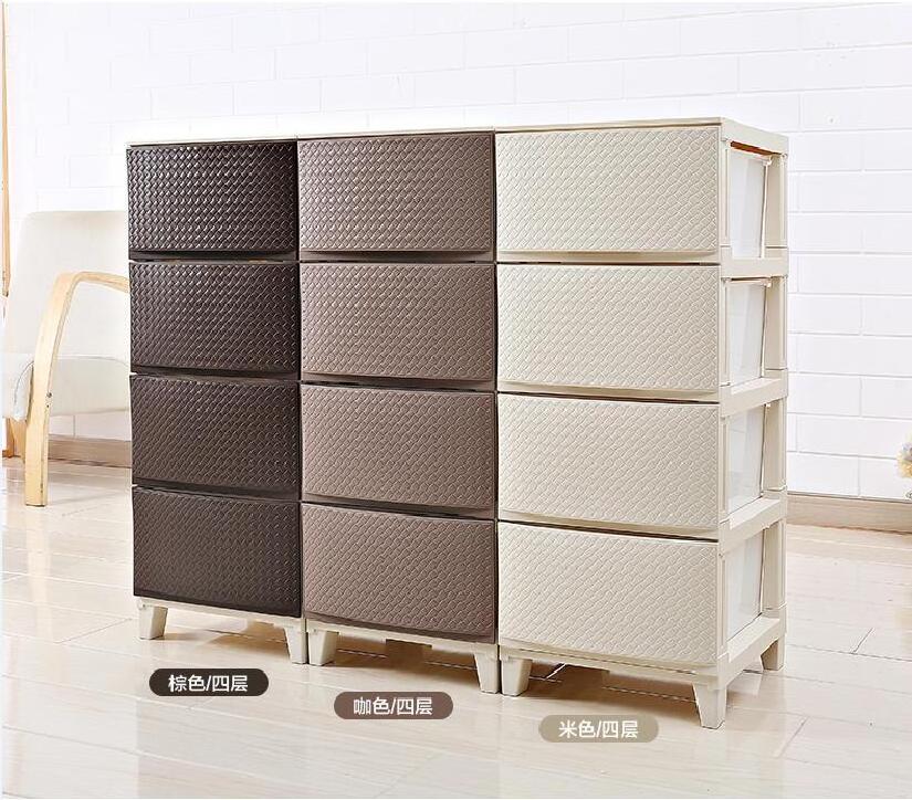 Kworld Modern 4 Tier Multifunction Plastic Storage Drawers Cabinet For Clothes Snack Sundries