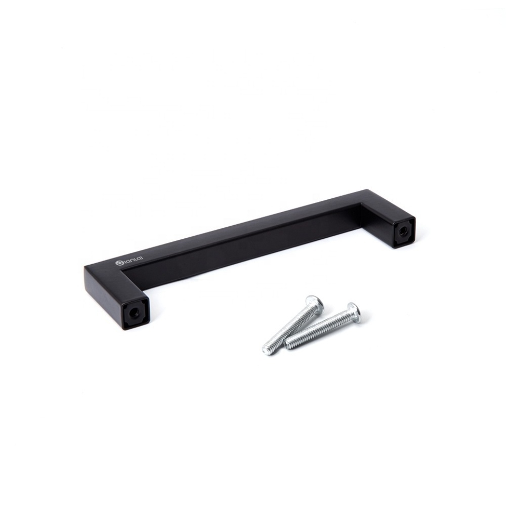 Square black drawer handle solid wardrobe pull bar wooden cabinet handle