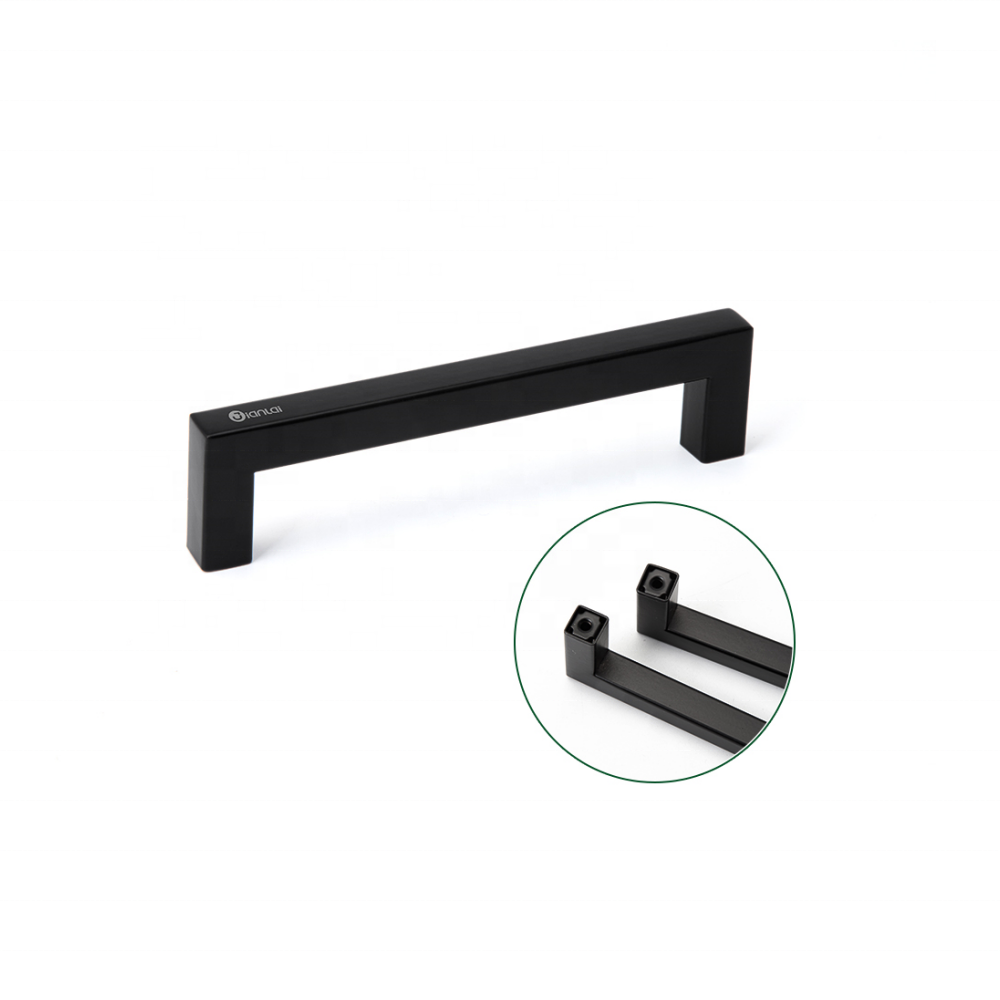 Square black drawer handle solid wardrobe pull bar wooden cabinet handle