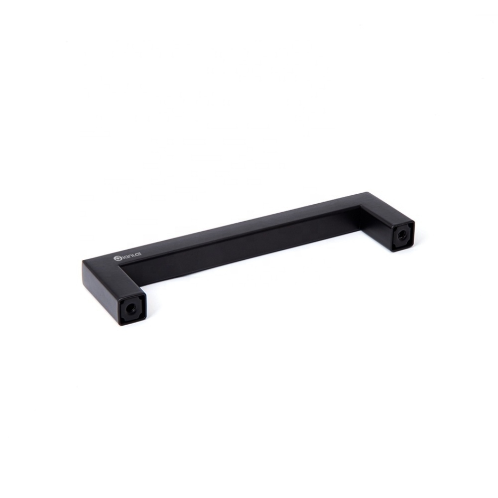 Square black drawer handle solid wardrobe pull bar wooden cabinet handle