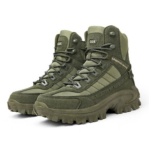 Shoes Men Trendy Army Green Sepatu Casual Hiking Boots Fashion Cool Guys High Top Sneakers Men Outdoor Boots