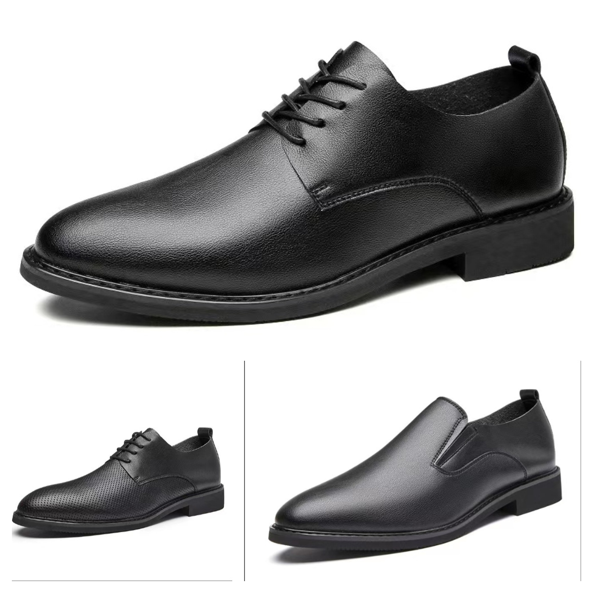 2023 New Spring Summer Formal Leather Shoes Casual Men's Shoes Rubber Solid Slip-on Comfortable Soft Sole Business Microfiber