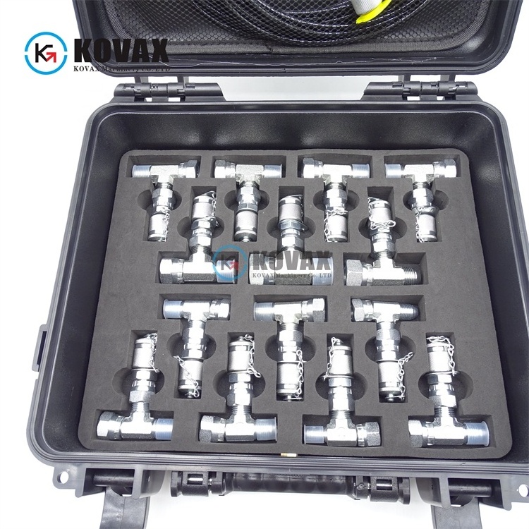 Hydraulic Pressure Test Kit with 5 Gauges 5 Test Hoses and 13 Couplings and 14 Tee Connectors Hydraulic Test Gauge Kit Pressure