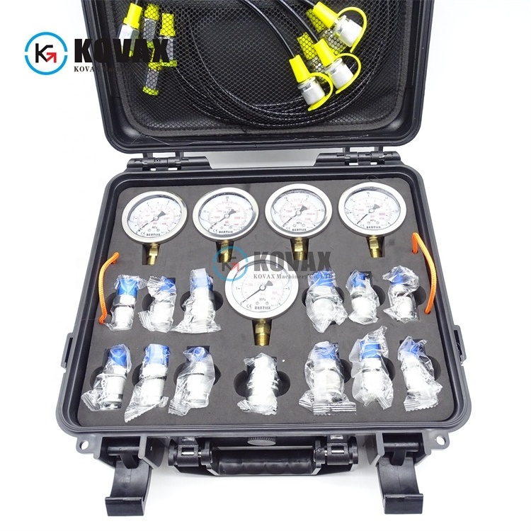 Hydraulic Pressure Test Kit with 5 Gauges 5 Test Hoses and 13 Couplings and 14 Tee Connectors Hydraulic Test Gauge Kit Pressure