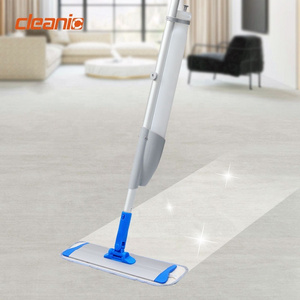 Custom logo professional floor cleaning flat spray mop with microfiber mop cloth and aluminium tube for waxing