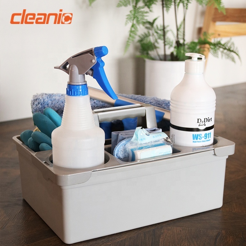 Professional hard plastic cleaning supplies housekeeping organizer caddy with handle for hotel office toilet