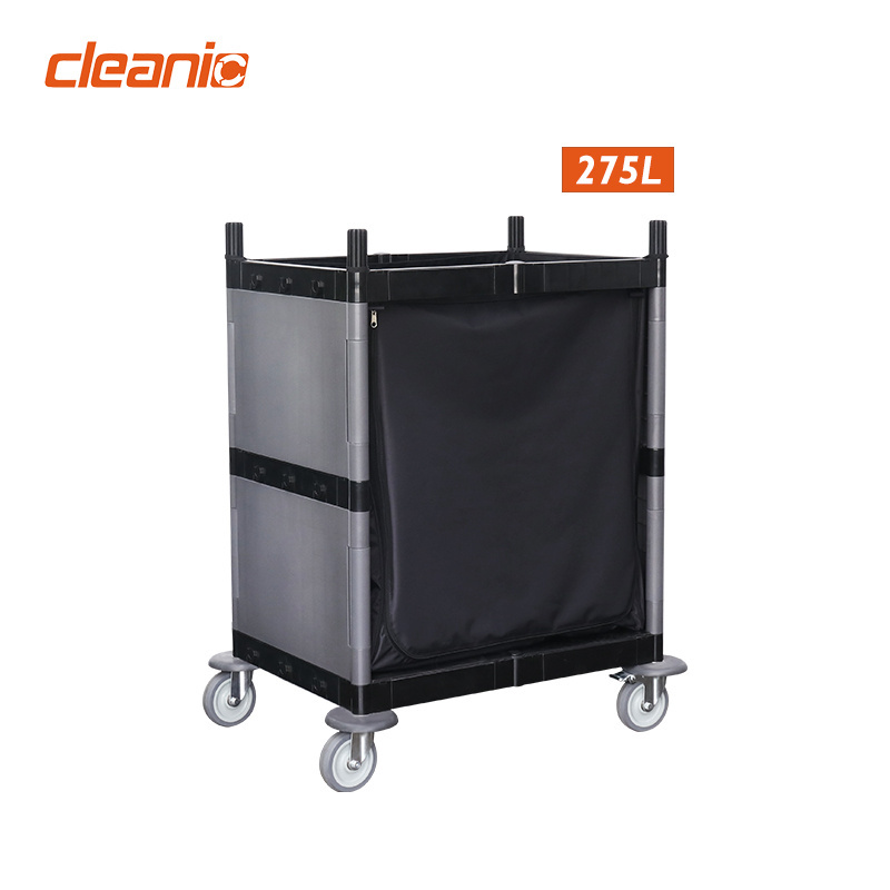 Multifunction heavy duty plastic janitor cart hotel hospital dirty laundry linen housekeeping cleaning trolley